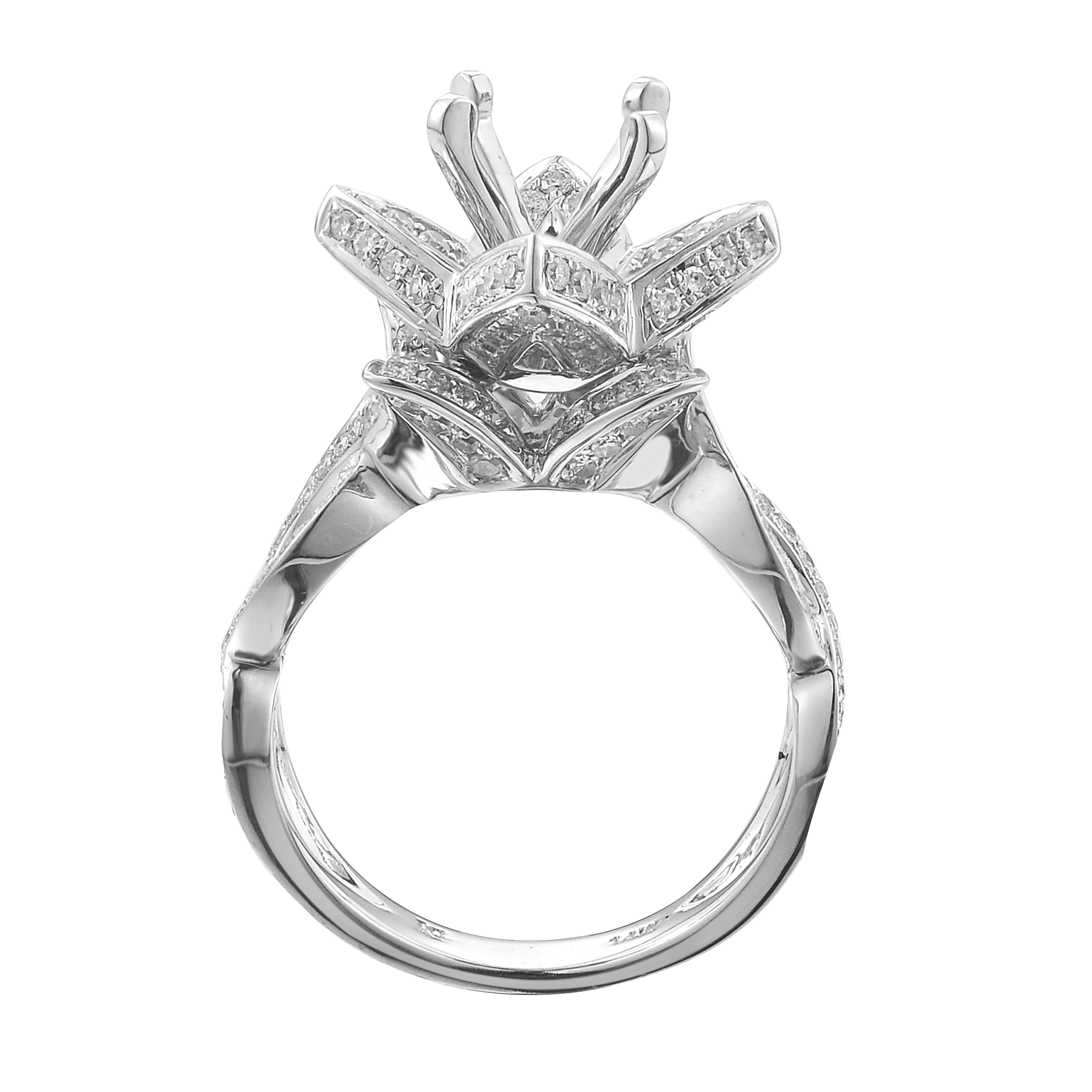 Diamond Engagement Mounting Ring   0.95 ct. 14K White Gold
